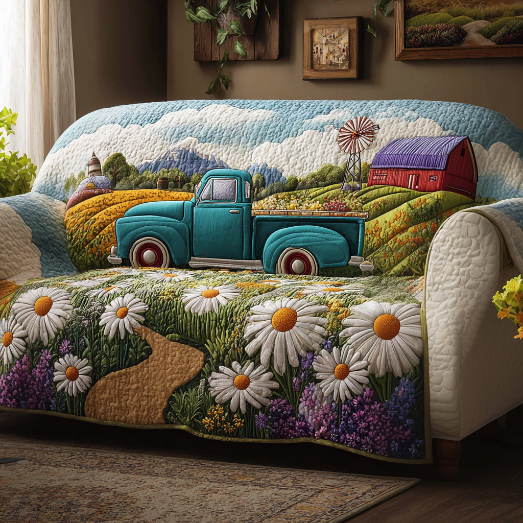 Daisy Serenade Quilted Sofa Cover Indoor Decoration Flower Daisy Inspired Gifts - Tradiviet