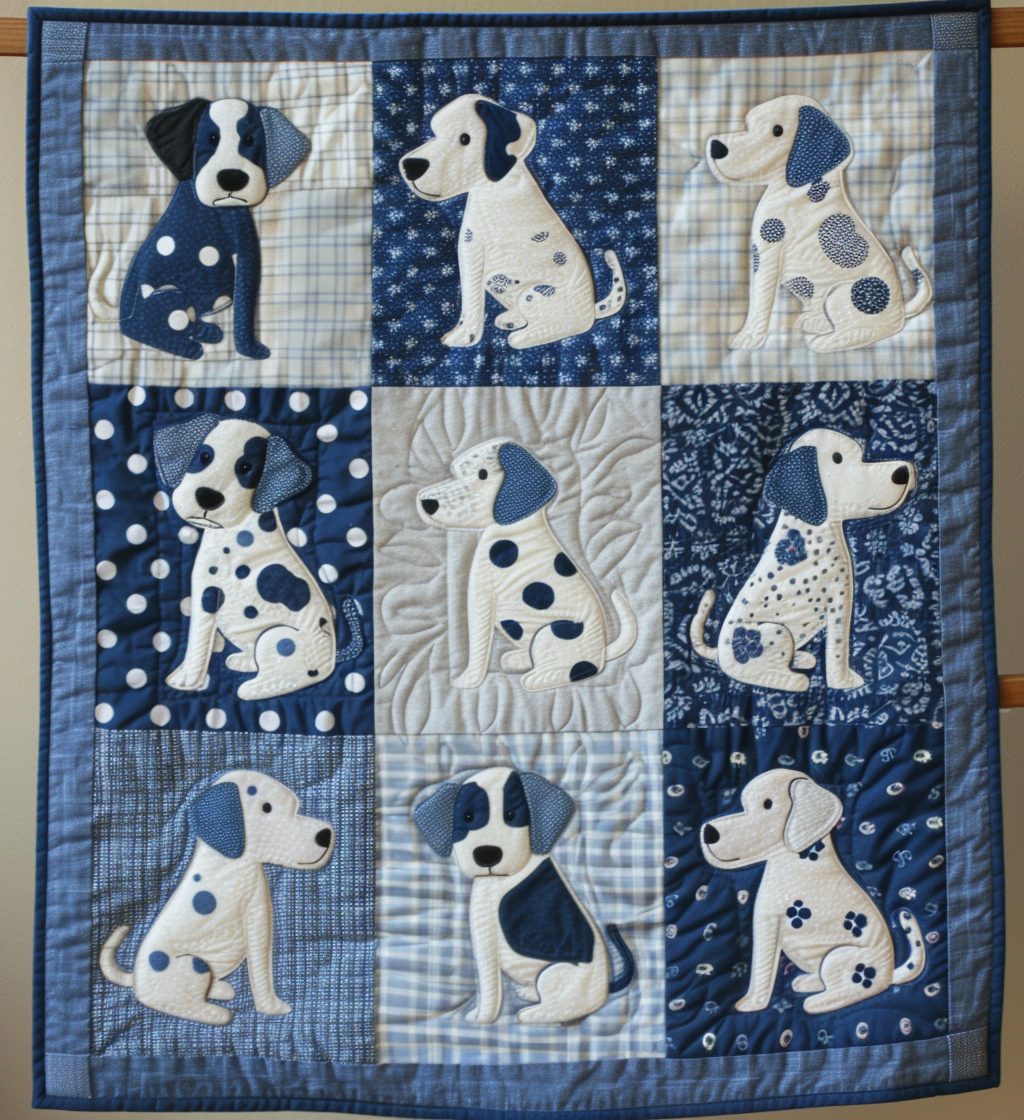 Dalmatian Garden Quilted Blanket July 4 Apparel Gift For Papa - Tradiviet