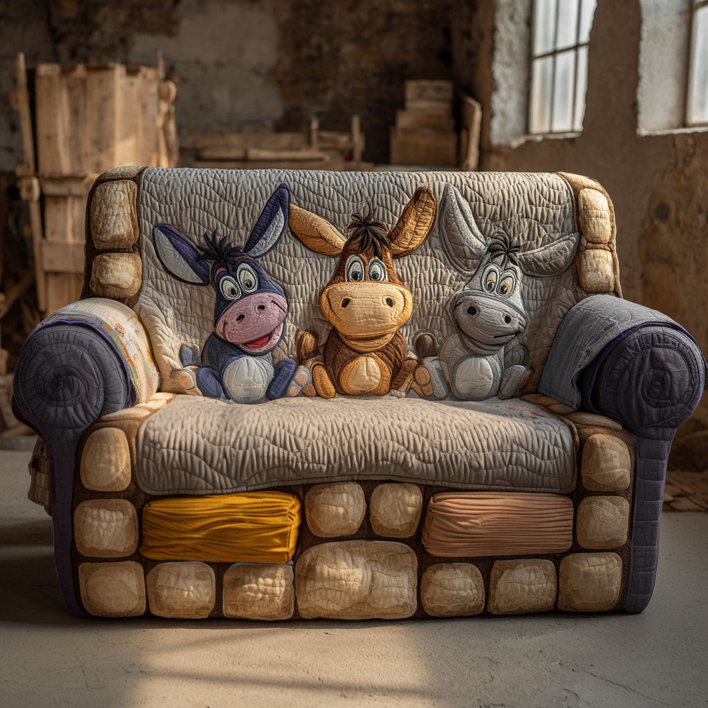 Dandelion Donkey Quilted Sofa Cover Sofa Covers For Sale Best Gifts For Horse Lovers - Tradiviet