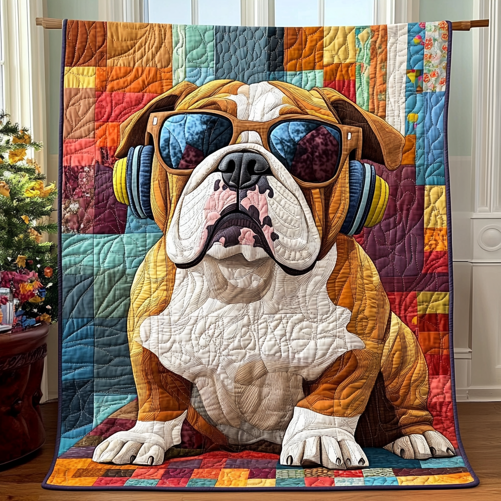 Dapper Bulldog Delight Quilted Blanket USA 250Th Anniversary Gift For Girls - Tradiviet