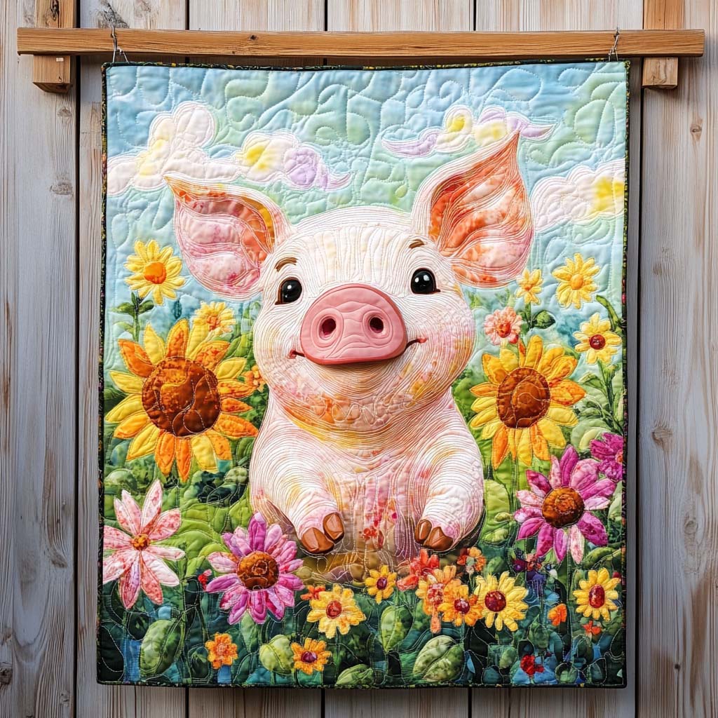 Dapper Piglet Quilted Blanket Celebrating USA 250 Gift For Teacher - Tradiviet