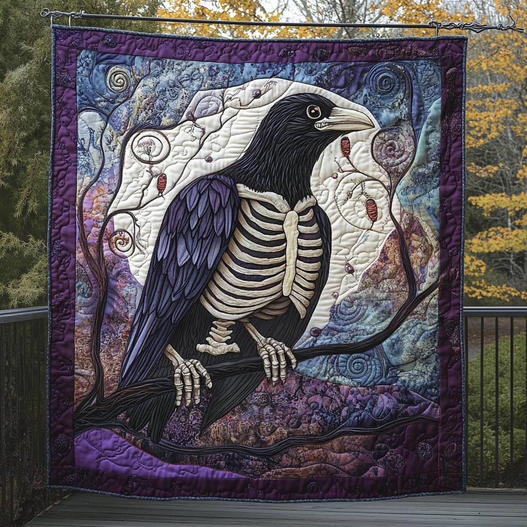 Dark Feathered Guardian Quilted Blanket Home Decor Gift For Home Decor - Tradiviet