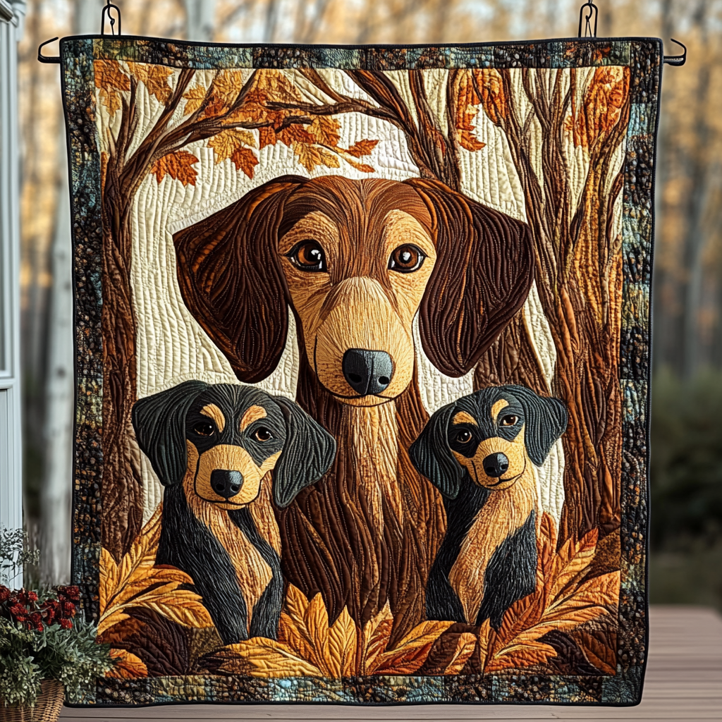 Dashing Dachshund Quilted Blanket Decorations Indoor Gift For Farmhouse Decor - Tradiviet