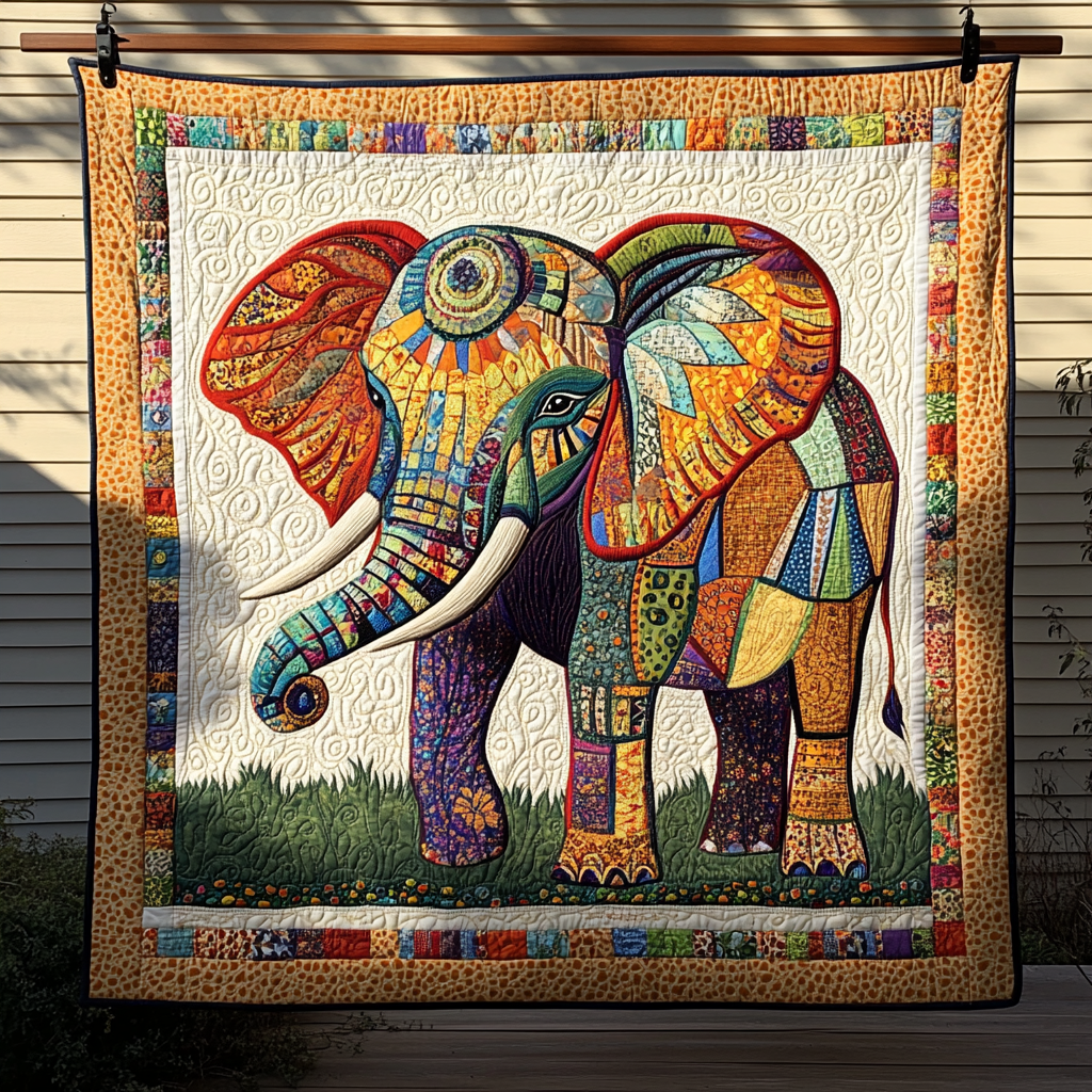 Dawn's Elephant Quilted Blanket Holiday Home Decor Gift For Boho Decor - Tradiviet