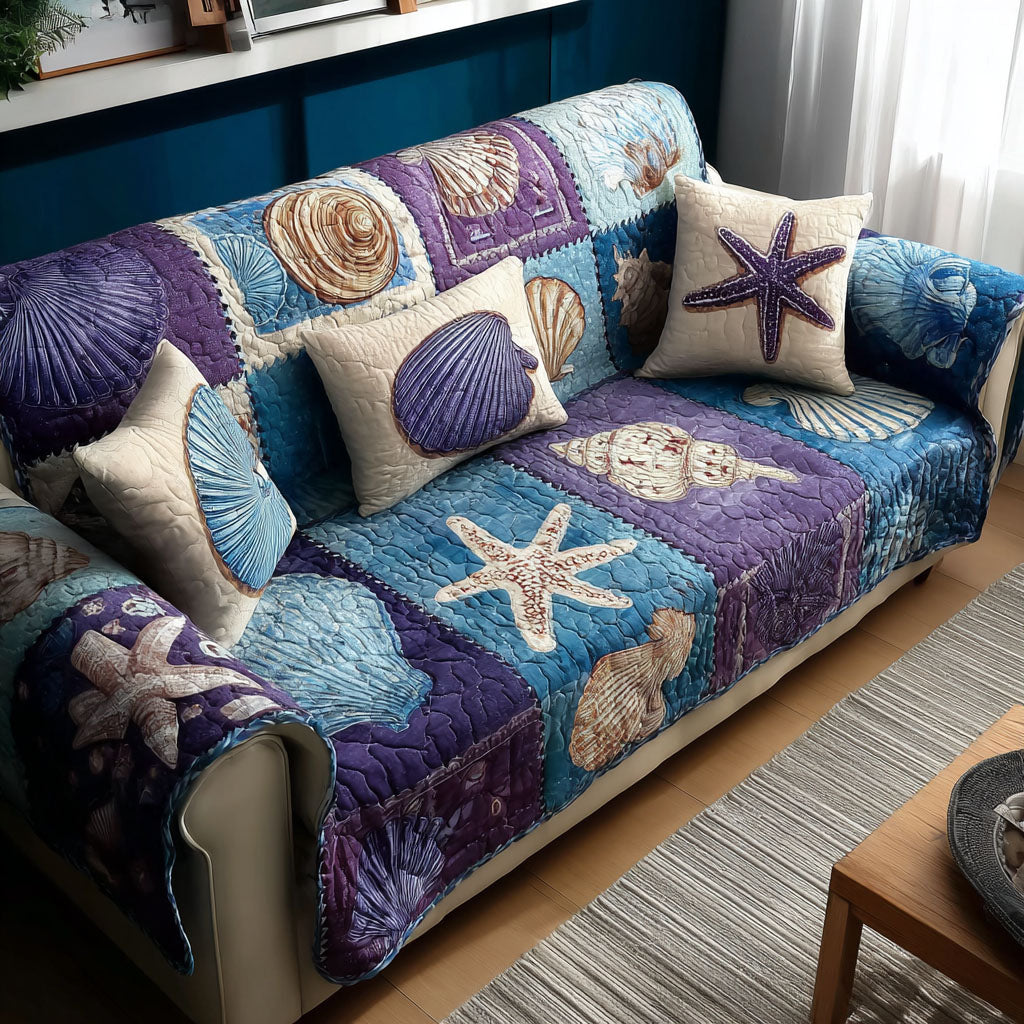 Deep Blue Quilted Sofa Cover Cozy Home Room Decor Unique Home Decor Finds - Tradiviet