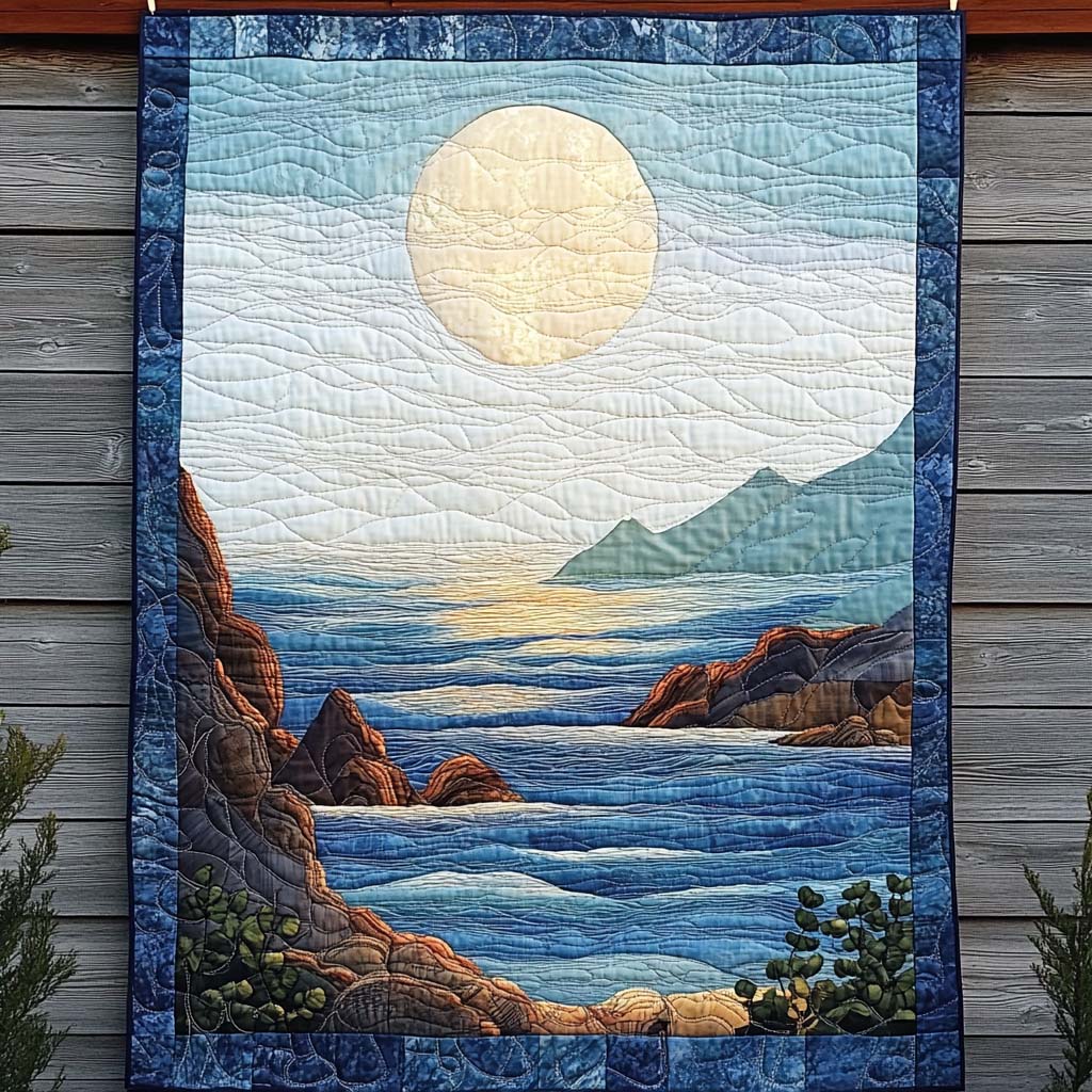 Deep Blue Wonder Quilted Blanket Holiday Living Decorations Gift For Aesthetic Room - Tradiviet