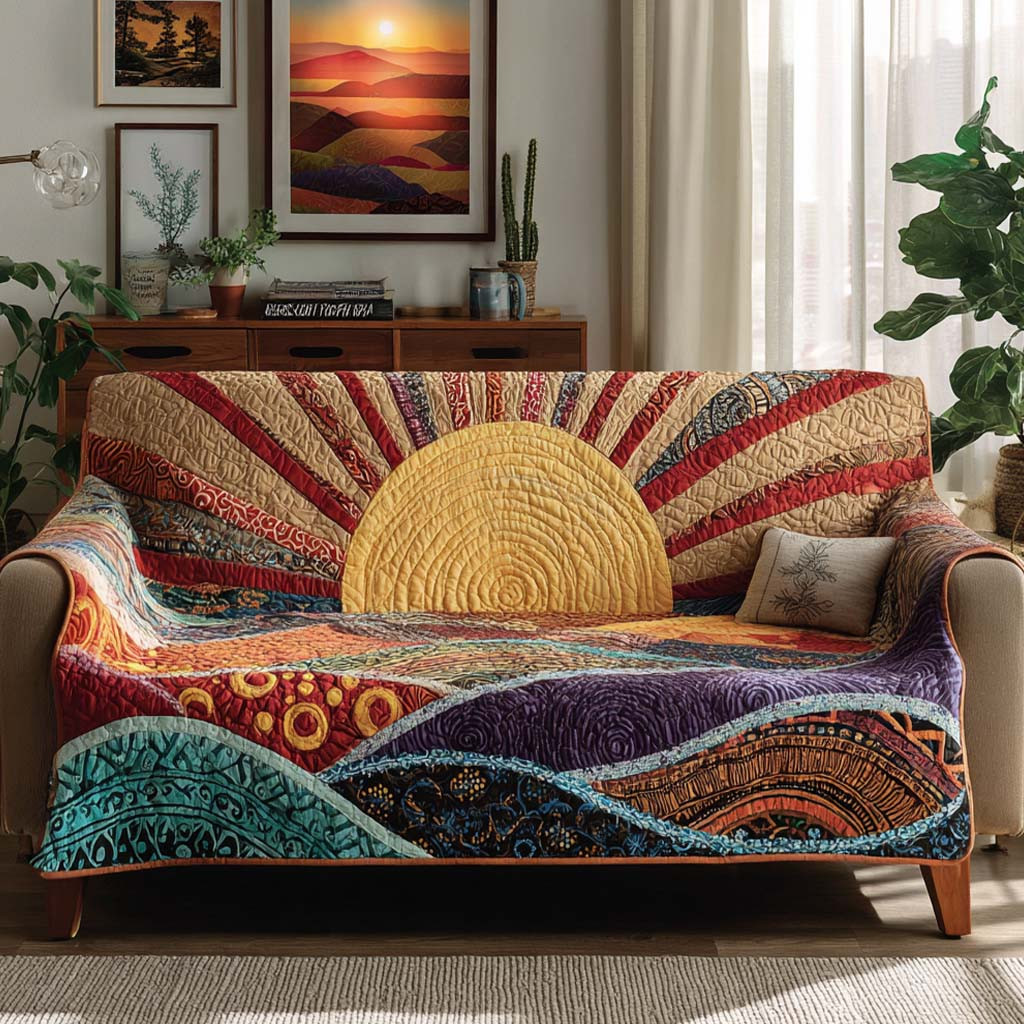 Deep Canyon Rays Quilted Sofa Cover Couch Seat Covers Gift Ideas For Mother In Law - Tradiviet