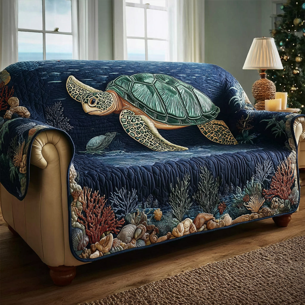Deep Ocean Quilted Sofa Cover Furniture Couch Covers Beach Christmas Gifts - Tradiviet