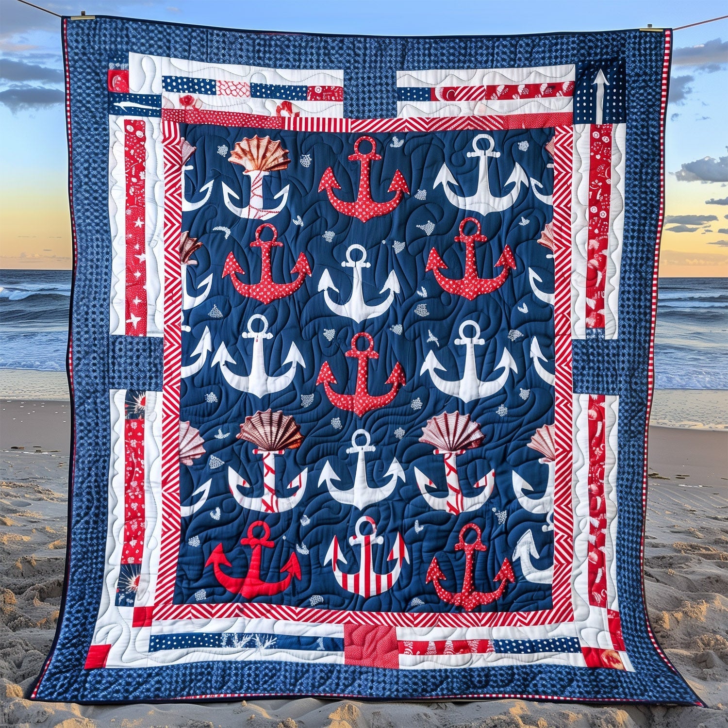Deep Sea Anchors Quilted Blanket Decorations For Your Room Gift For Table Decor - Tradiviet