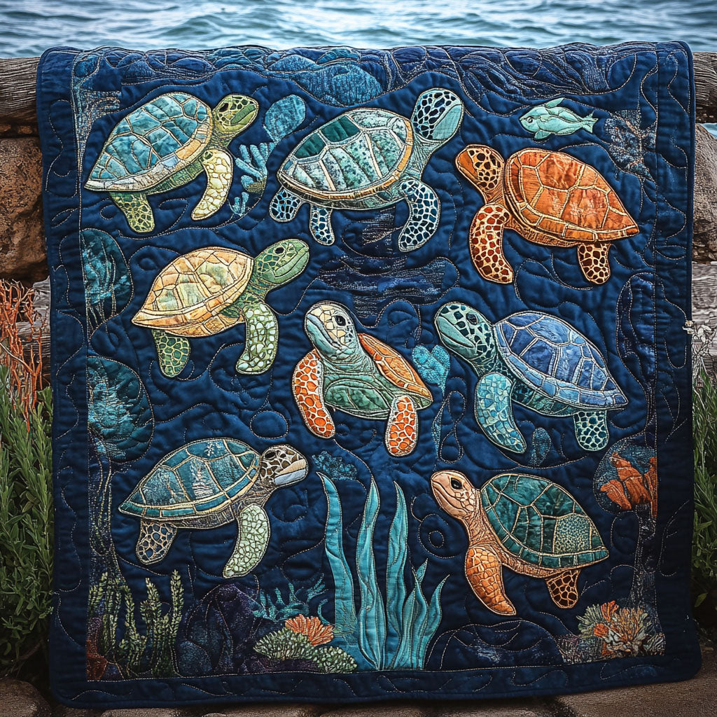 Deep Sea Delight Quilted Blanket Cute Room Decor Gift For Porch Decor - Tradiviet