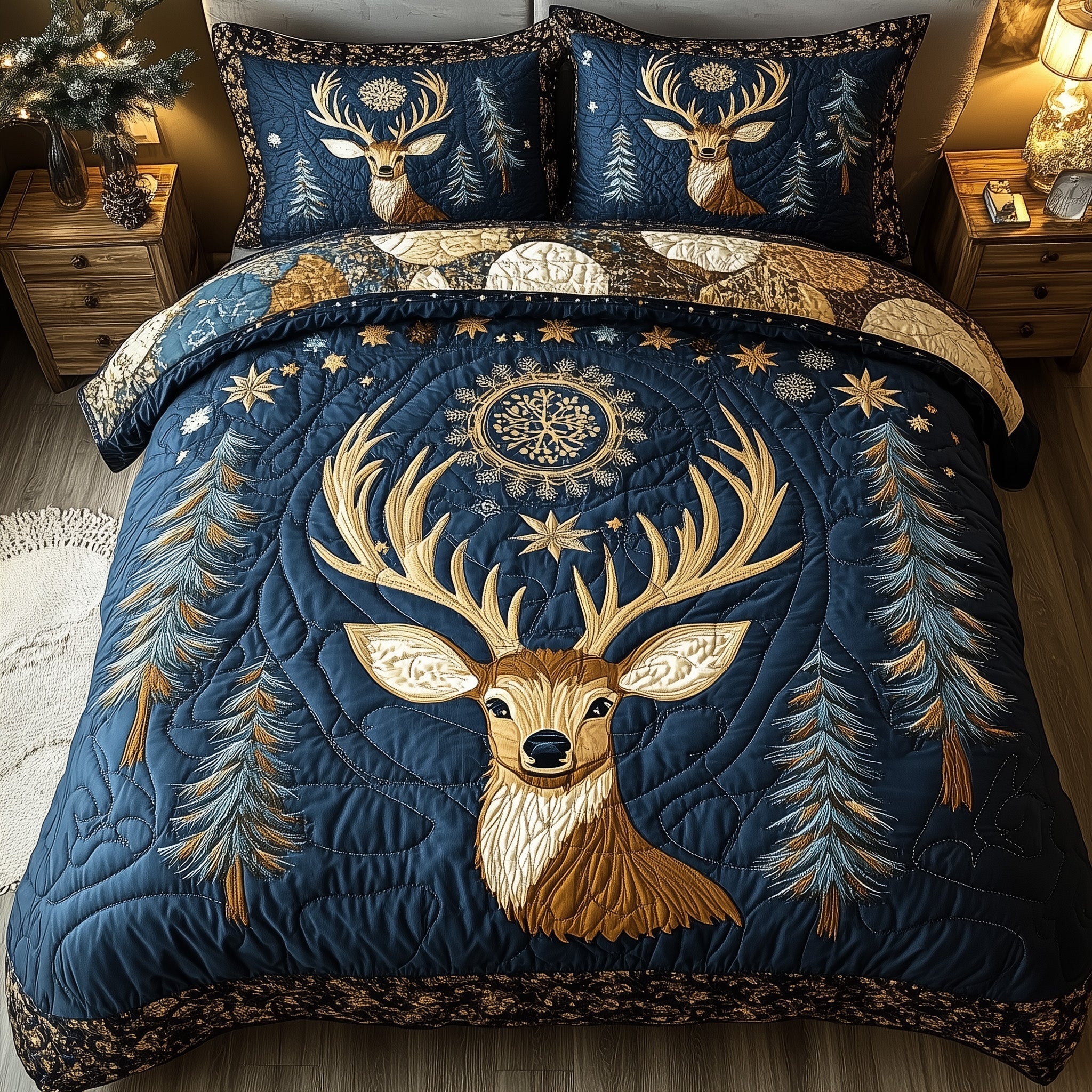 Deer Charm Quilted Bedding Set Deer Charm Tapestry Gift For Deer Charm - Tradiviet
