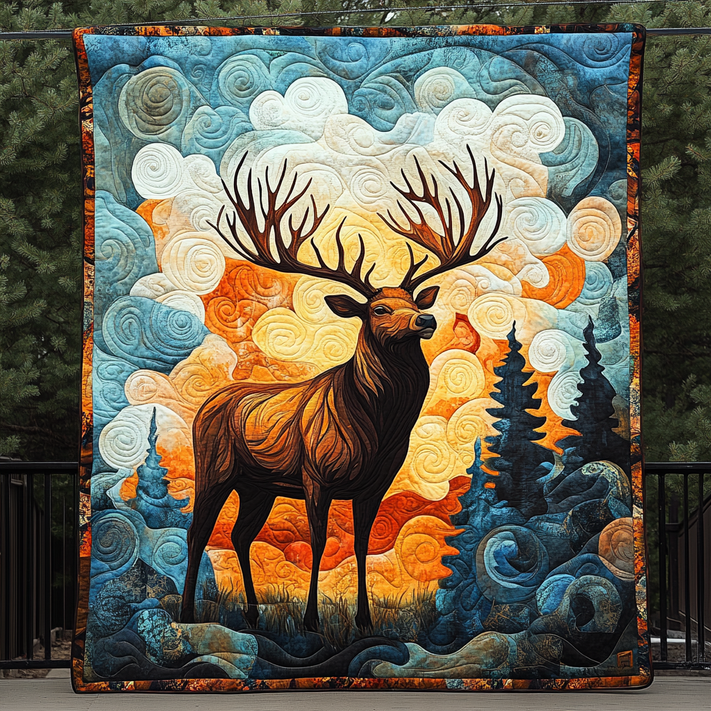 Deer Cloud Quilted Blanket Bohemian Bedroom Furniture Patriotic Gifts For Veterans - Tradiviet