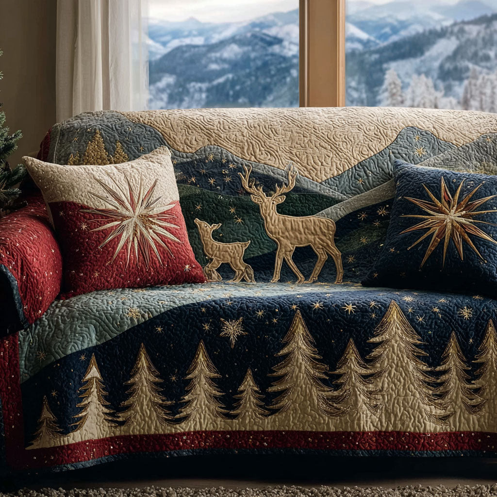 Deer Echo Quilted Sofa Cover Living Room Decor Best Deer Gifts For Christmas - Tradiviet