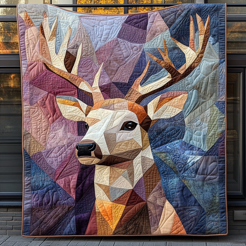 Deer Fabric Quilted Blanket 250 Years Of America Patriotic Presents - Tradiviet