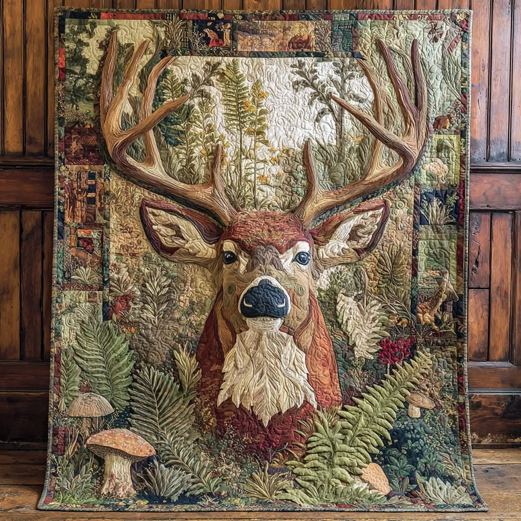 Deer Forest Monarch Quilted Blanket Throw Blanket Gifts Ideas For Deer Hunter - Tradiviet