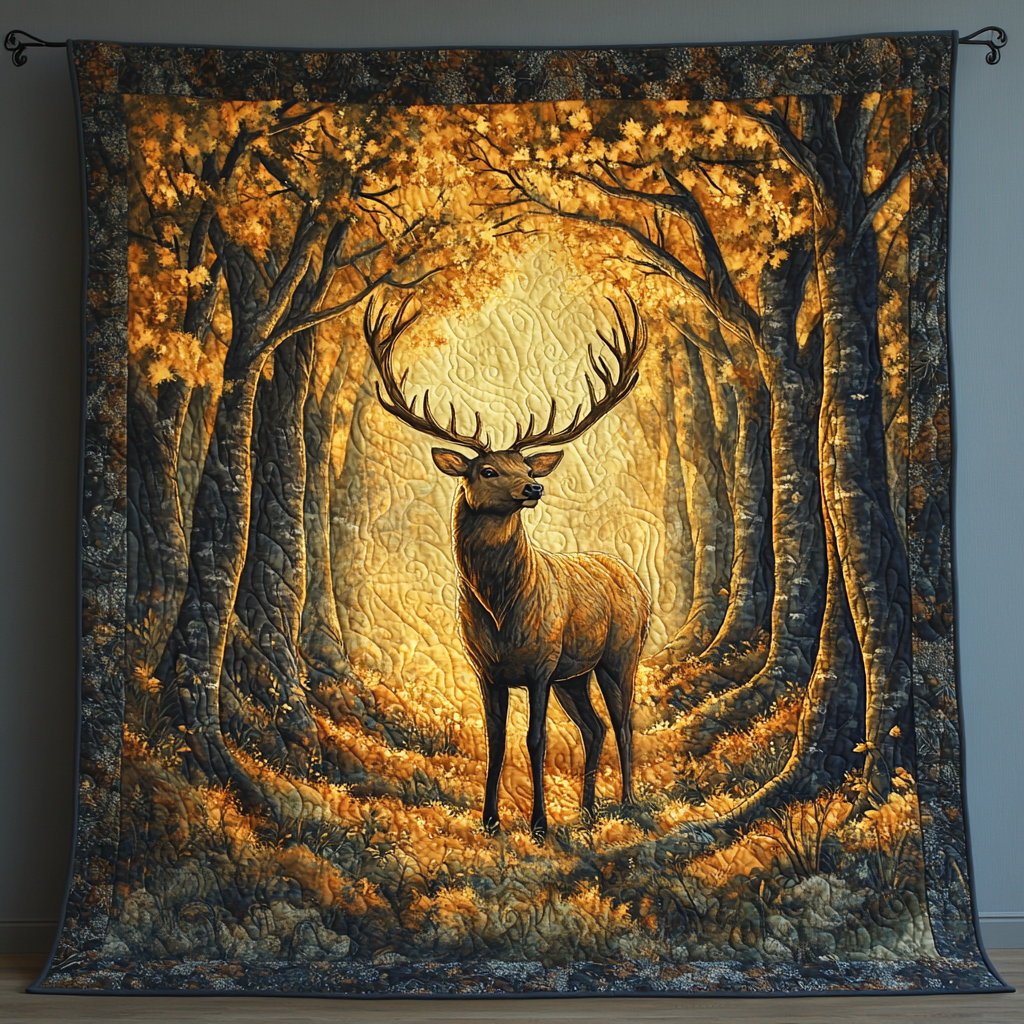 Deer Forest Quilted Blanket 250 Years Of Defending Liberty Patriotic Themed Gifts - Tradiviet