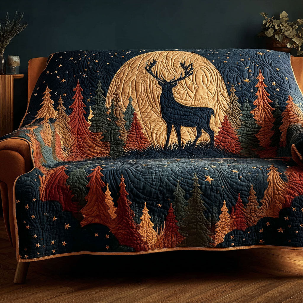 Deer Harmony Quilted Sofa Cover Sofa Couch Slipcover Unusual Deer Gifts Items - Tradiviet