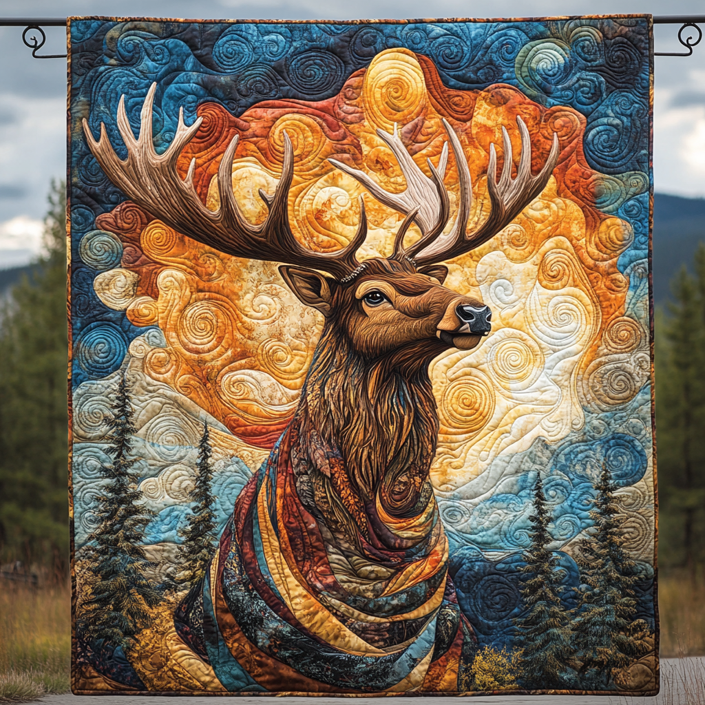 Deer Head Cloud Quilted Blanket America Land Of The Free Gift For Grandma - Tradiviet