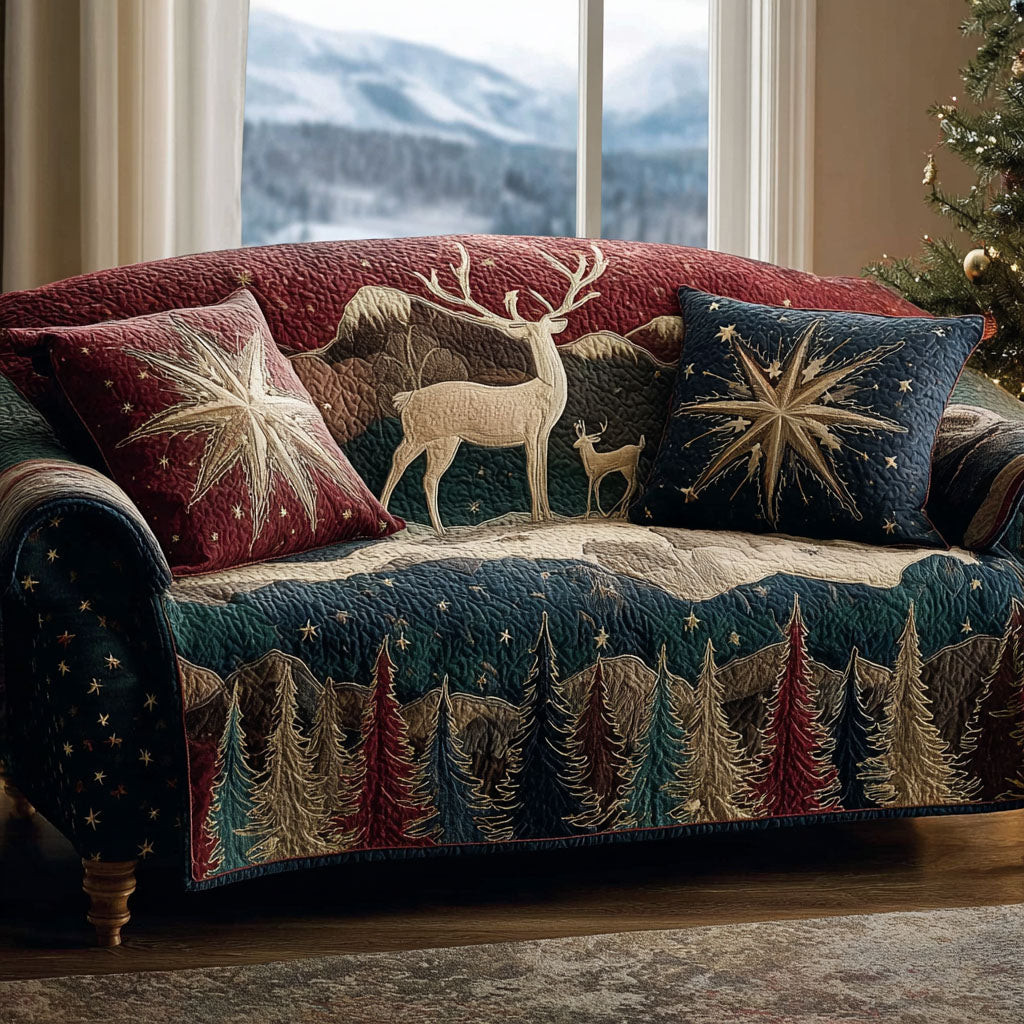 Deer Majesty Quilted Sofa Cover Indoor Decor Cool Gifts For Deer Lovers - Tradiviet