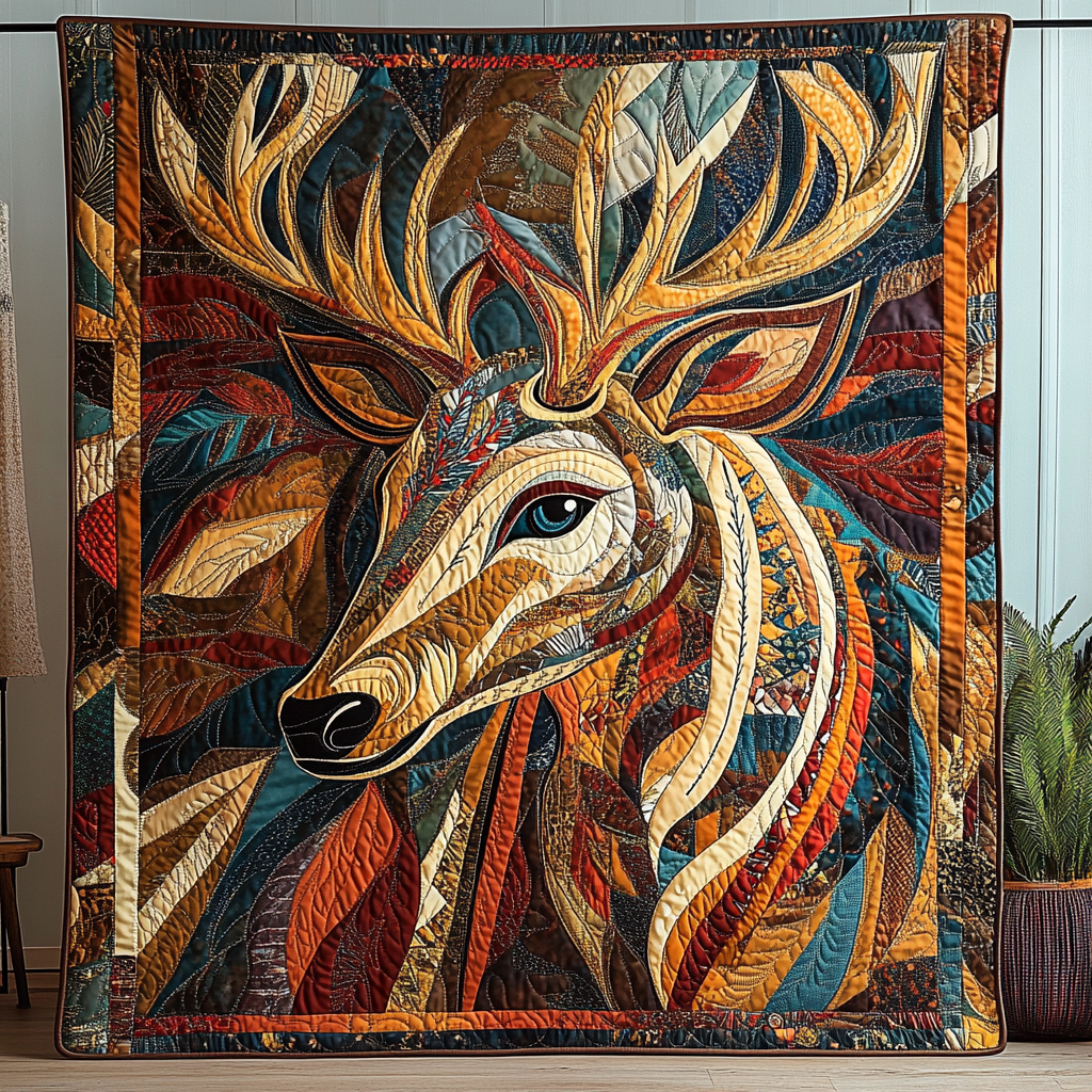 Deer Native Quilted Blanket Fourth Of July Gift For Son - Tradiviet