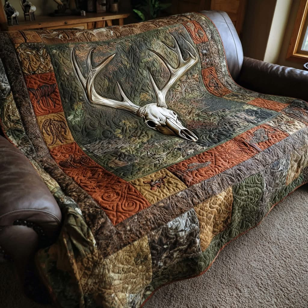 Deer Of Dawn Quilted Blanket Home Decorations Gifts For Deer Hunter For Dad - Tradiviet