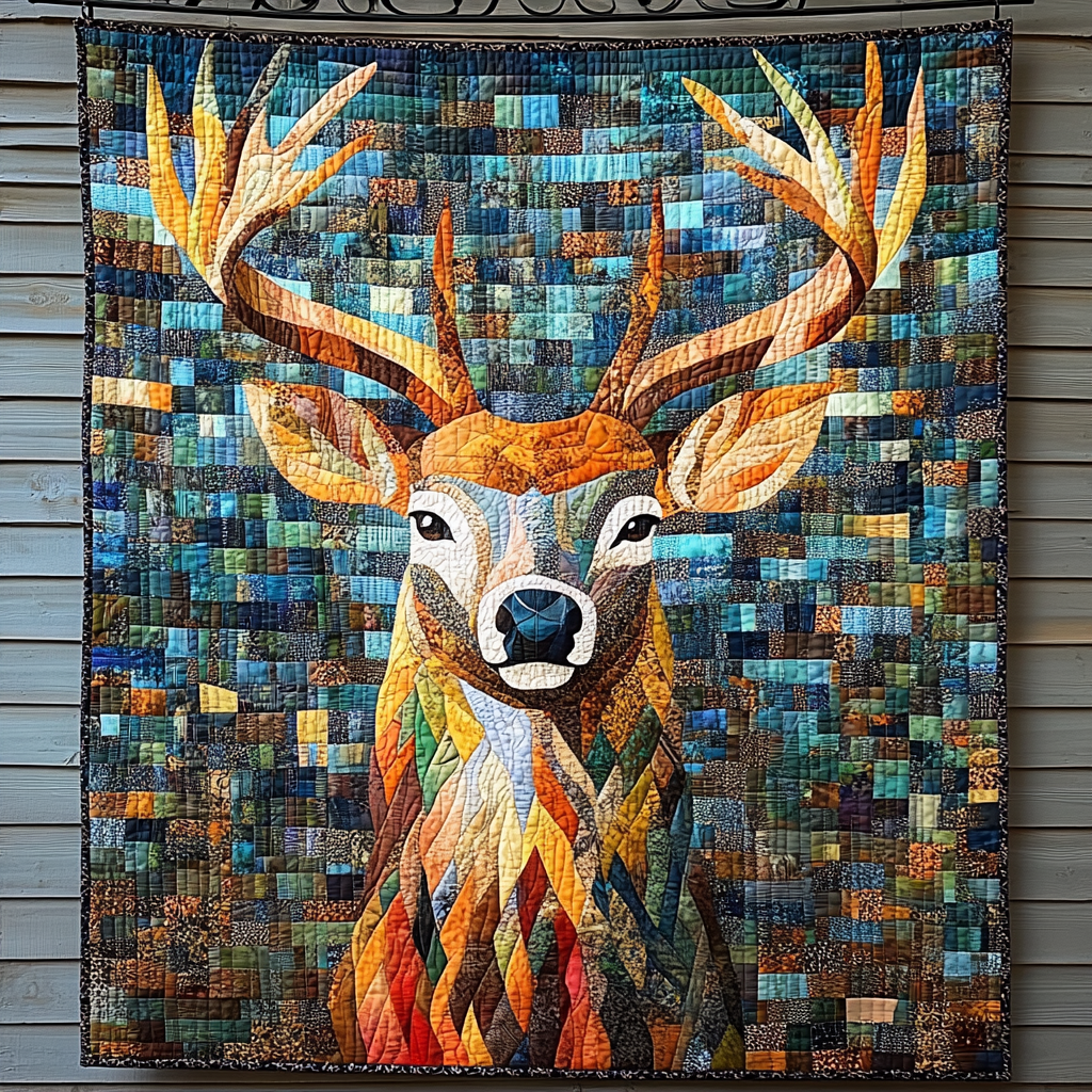 Deer Patchworks Quilted Blanket Independence Day Gift For Uncle - Tradiviet
