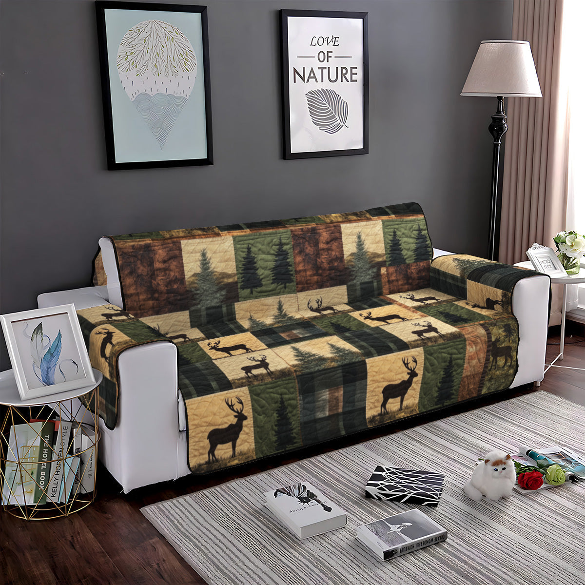 Deer Valley Haven Quilted Sofa Cover Soft Room Decor Deer Gifts For Him - Tradiviet