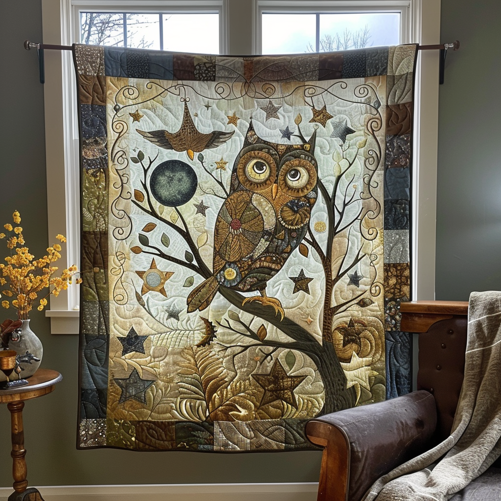 Delightful Owl Quilted Blanket Semiquincentennial Gift For Parents - Tradiviet