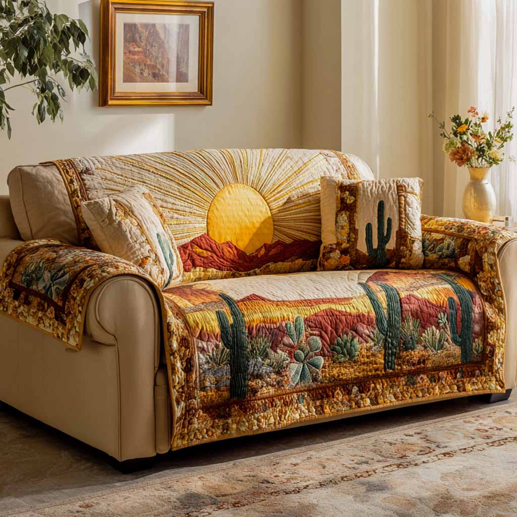 Desert Bloom Quilted Sofa Cover Living Room Decor Room Gift For Her - Tradiviet