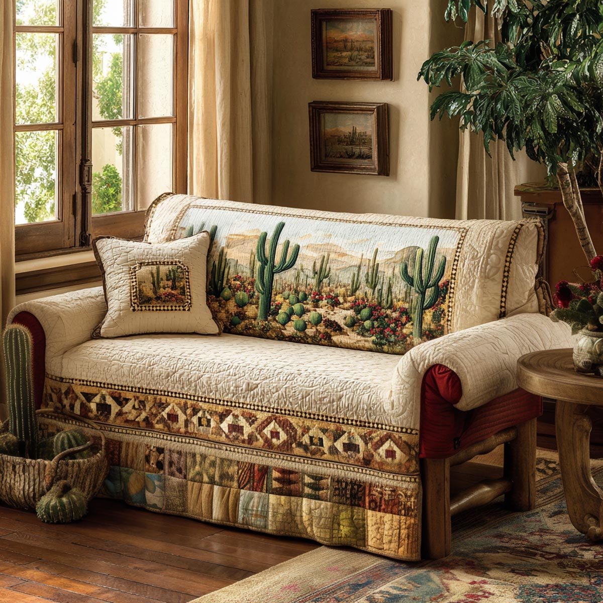 Desert Bloom Quilted Sofa Cover Wall Room Decor Present For Home Lovers - Tradiviet