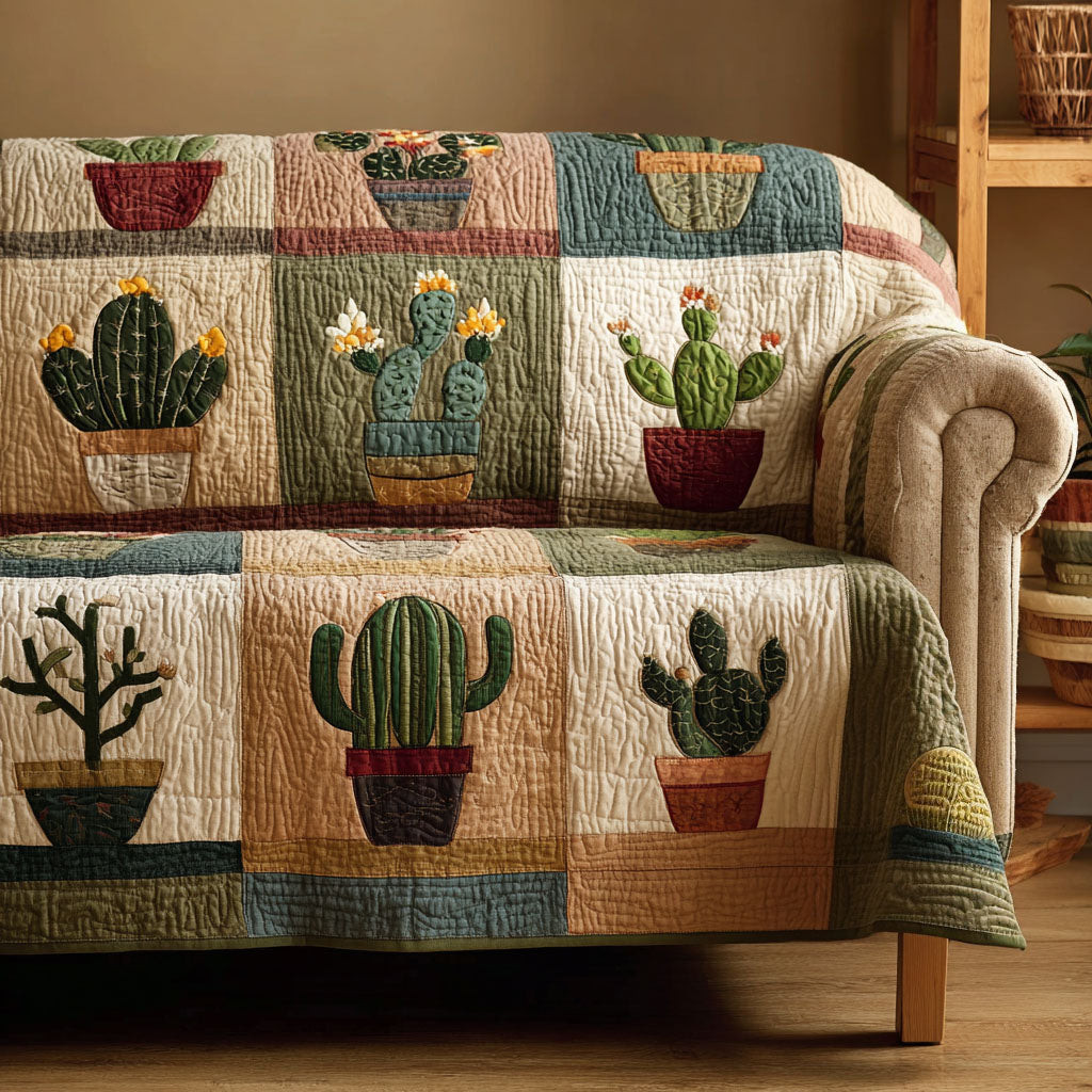 Desert Charm Quilted Sofa Cover Couch Covers Sofa Cover Cactus Related Gifts For Friends - Tradiviet