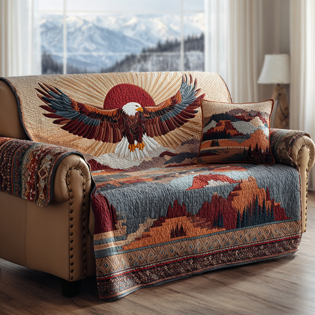 Desert Eagle Quilted Sofa Cover Beautiful Home Room Decor Gifts For Room Decor - Tradiviet