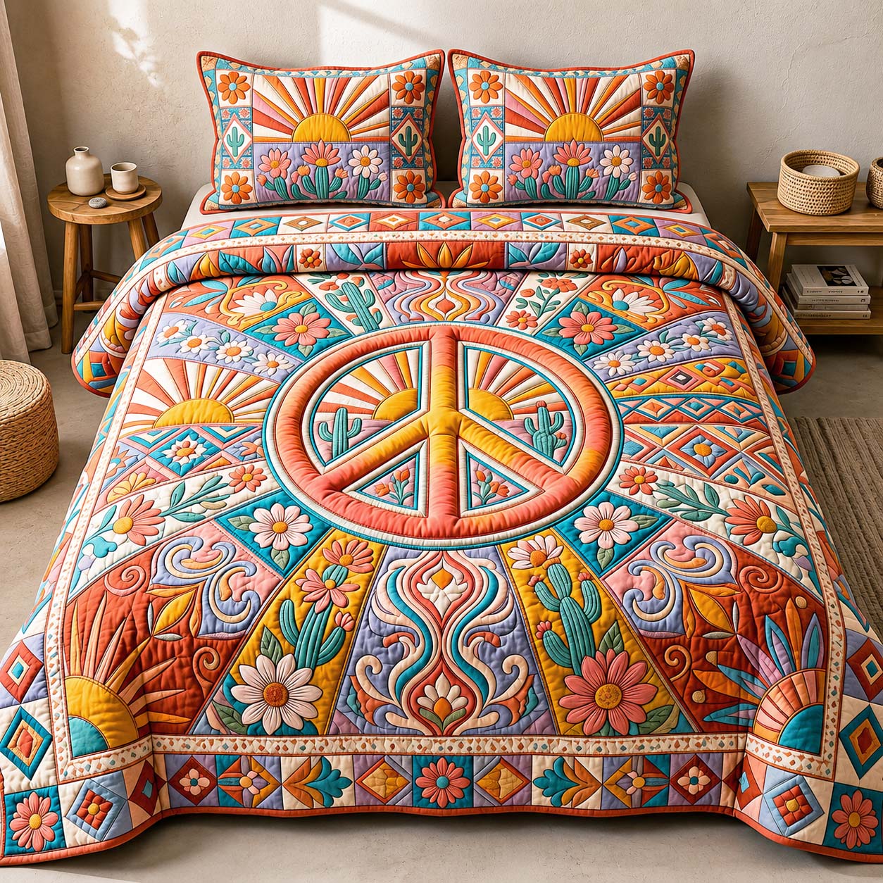 Desert Harmony Quilted Bedding Set Desert Harmony Corner Gift For Desert Harmony - Tradiviet