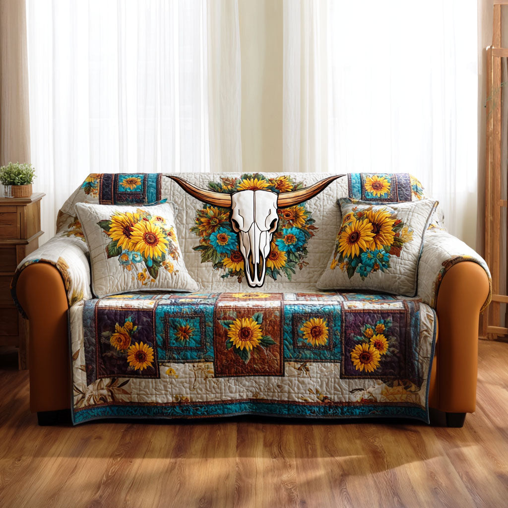 Desert Longhorn Quilted Sofa Cover Cute Room Decor Room Decor Gift Ideas - Tradiviet