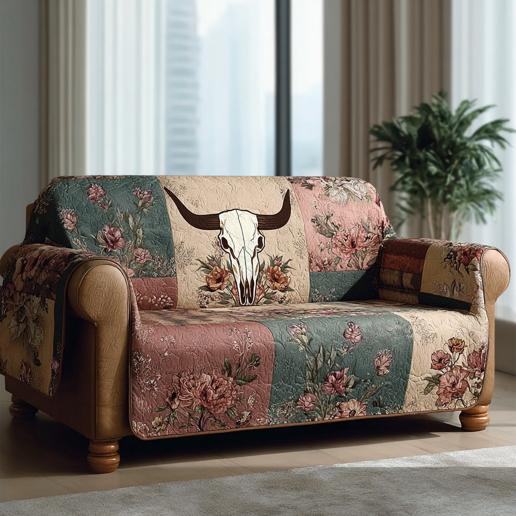Desert Longhorn Quilted Sofa Cover Room Decor For Room Gift For Home Decor - Tradiviet