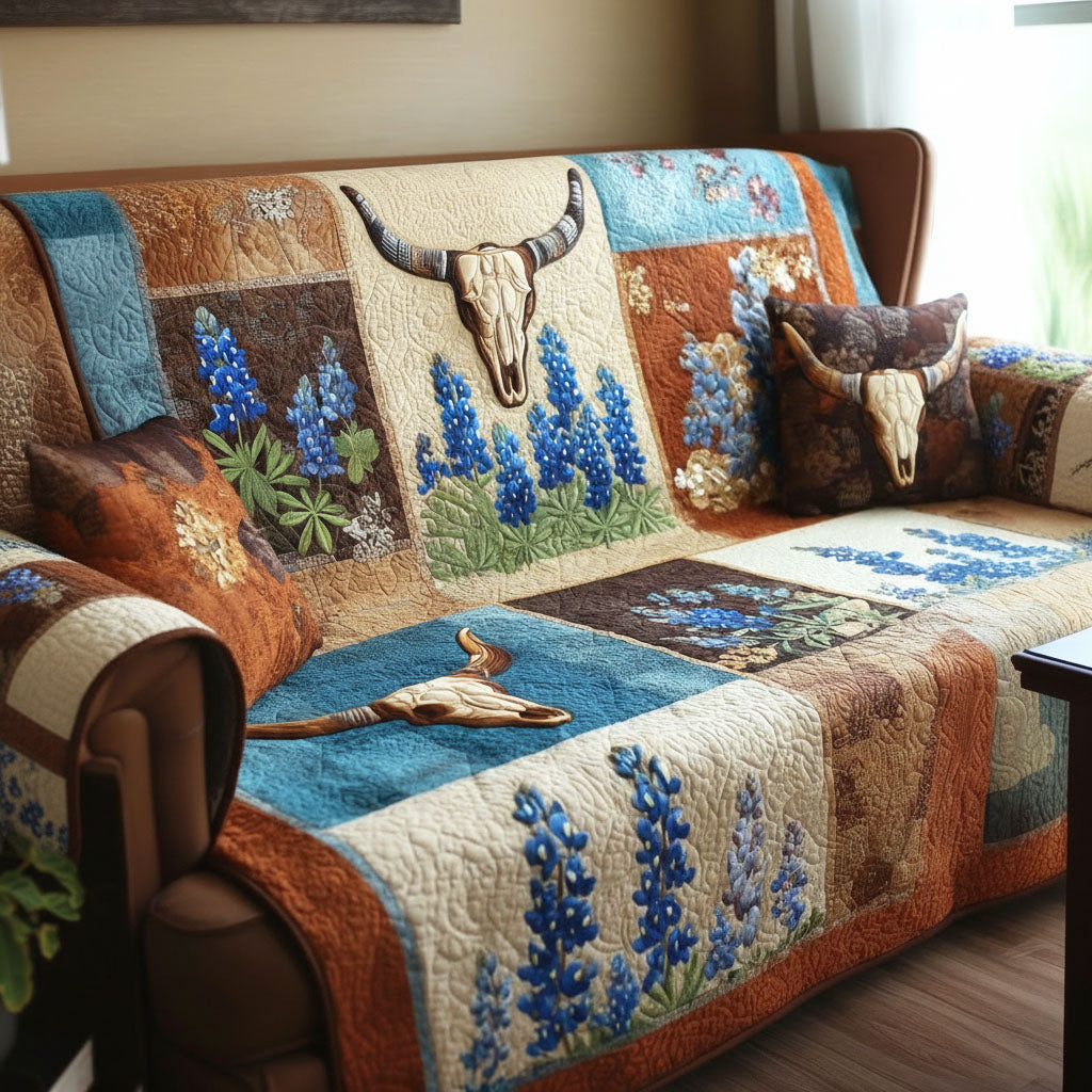 Desert Longhorn Quilted Sofa Cover Wall Room Decor Best Home Decor Gifts - Tradiviet