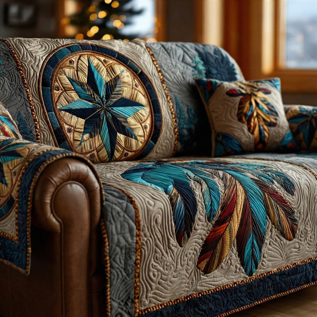 Desert Medallion Quilted Sofa Cover Classic Home Room Decor Home Gift For Her - Tradiviet
