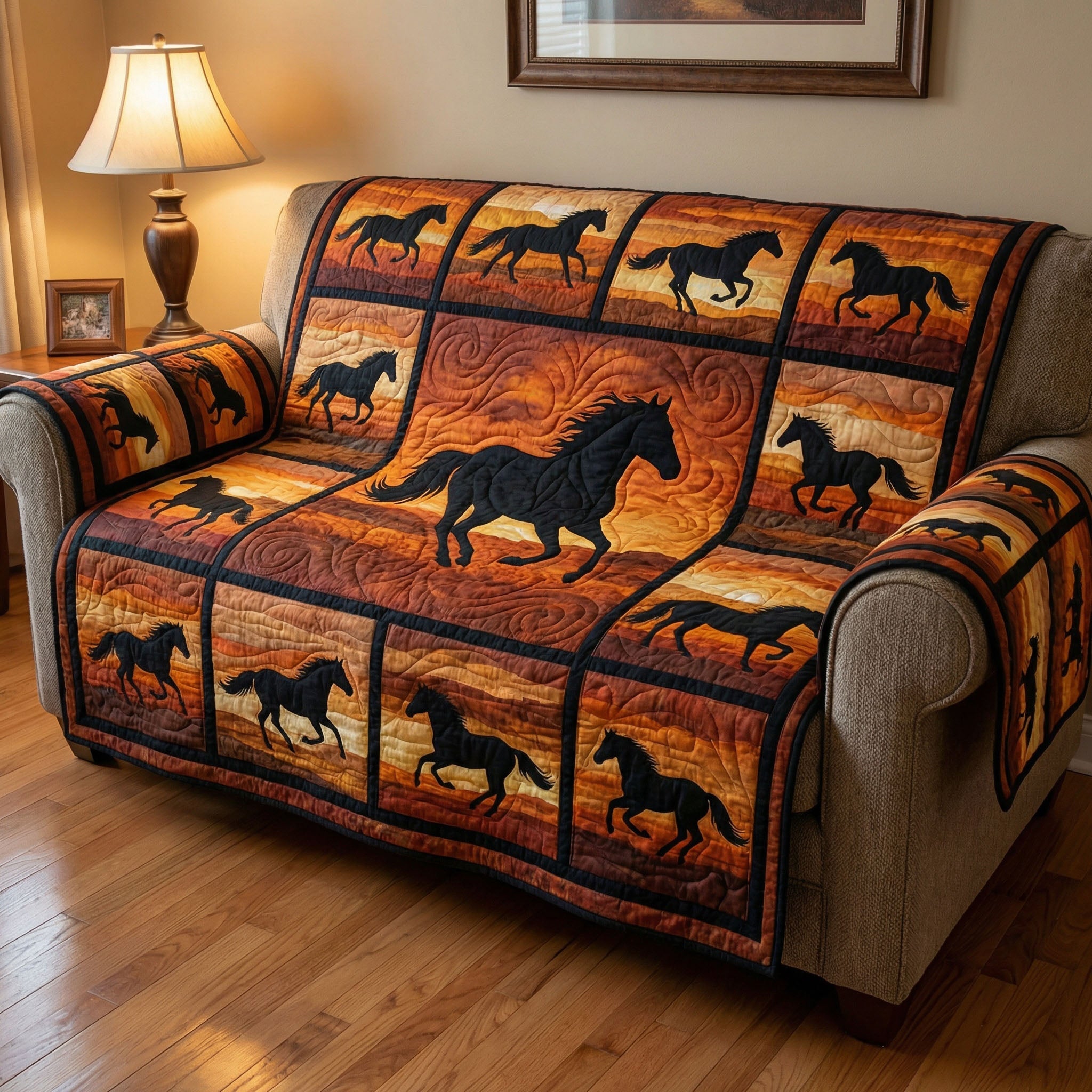 Desert Rider Quilted Sofa Cover Boho Home Room Decor Present For House Lovers - Tradiviet