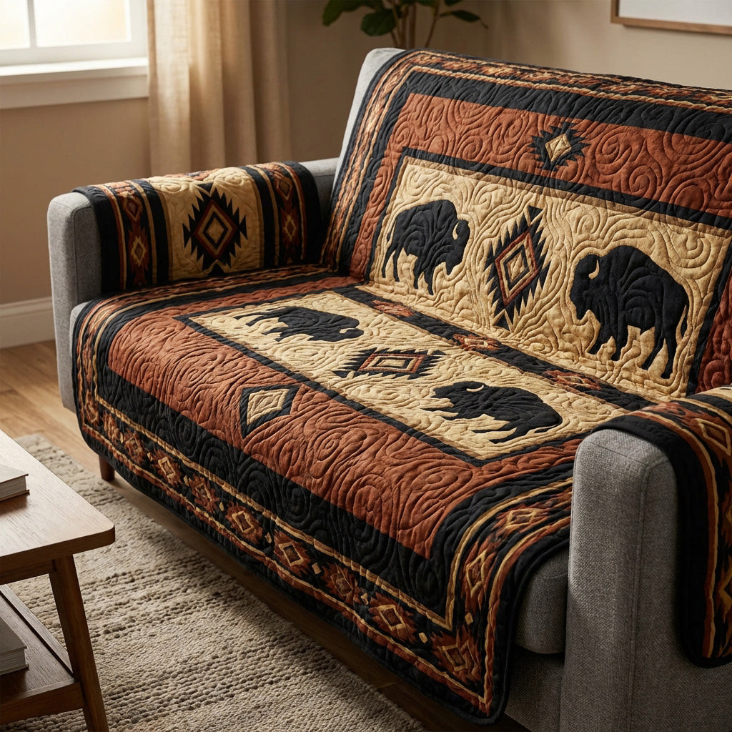 Desert Spirit Quilted Sofa Cover Recliner Couch Covers Native American Gifts For Him - Tradiviet
