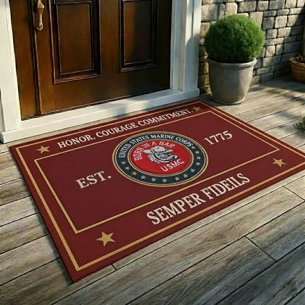 Devil Dog United States Marine Corps Doormat Semper Fidelis EST 1775 Doormat Gift For Marines - Tradiviet