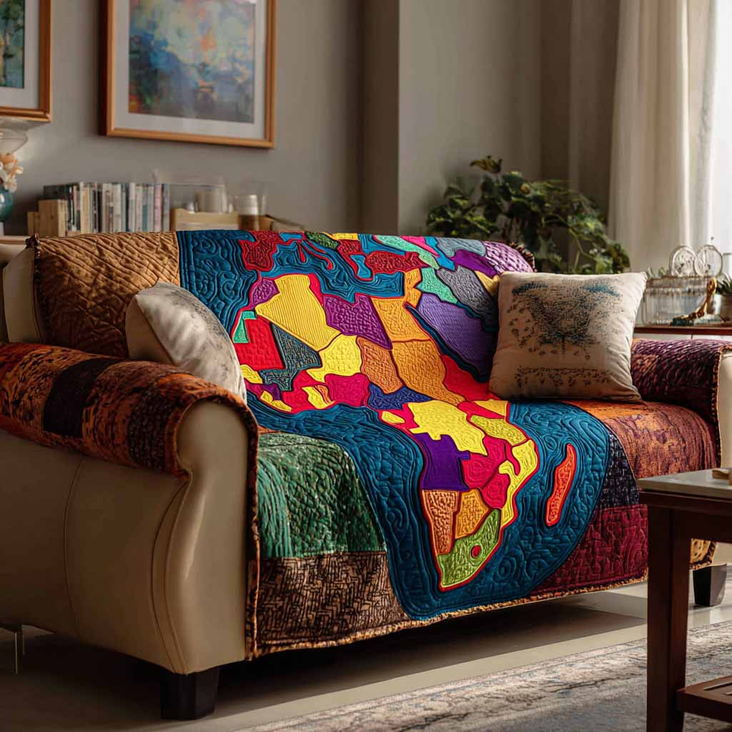 Diaspora Bloom Quilted Sofa Cover Couch Seat Covers African American Heritage Month Gifts - Tradiviet
