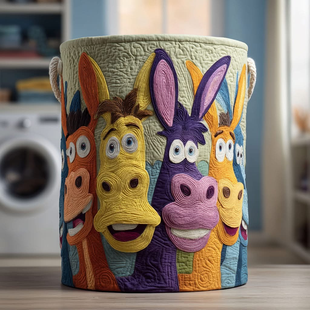 Donkey Crew Quilted Laundry Basket Best Clothes Hamper Donkey Lovers Gifts Items - Tradiviet