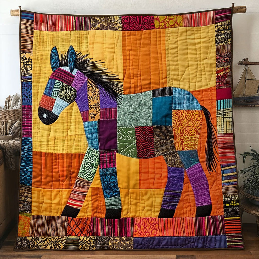 Donkey Wild Rhythm Quilt Blanket Patchwork Merch Donkey Christmas Gifts - Tradiviet