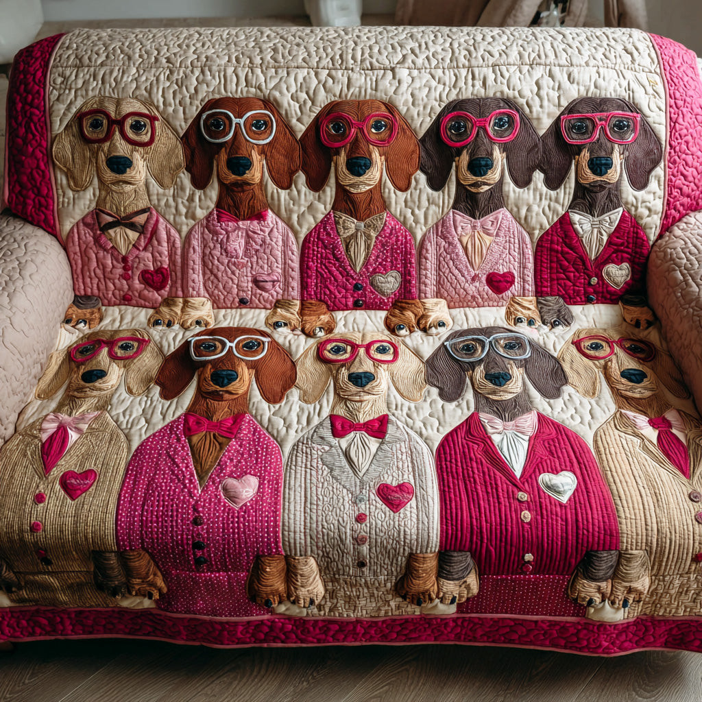 Doxie Romance Quilted Sofa Cover Sofa Seat Covers Best Gifts For Dog Lovers - Tradiviet