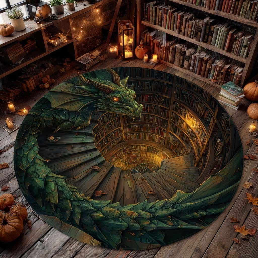Dragon Guardian Round Mat Mystical Themed Home Decor Christmas Gifts For Dragon Lovers - Tradiviet