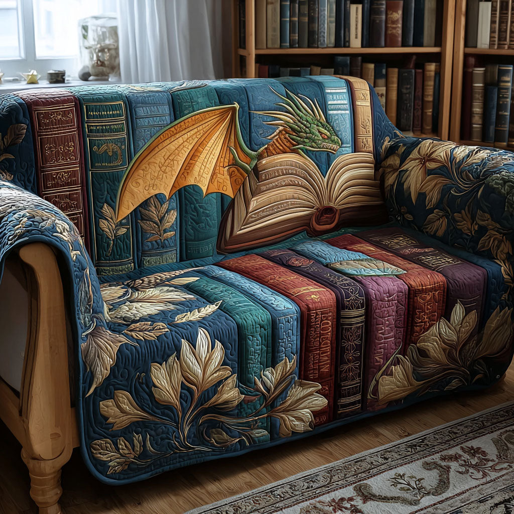 Dragon of Lore Quilted Sofa Cover Trendy Home Style Perfect Housewarming Gift Ideas - Tradiviet