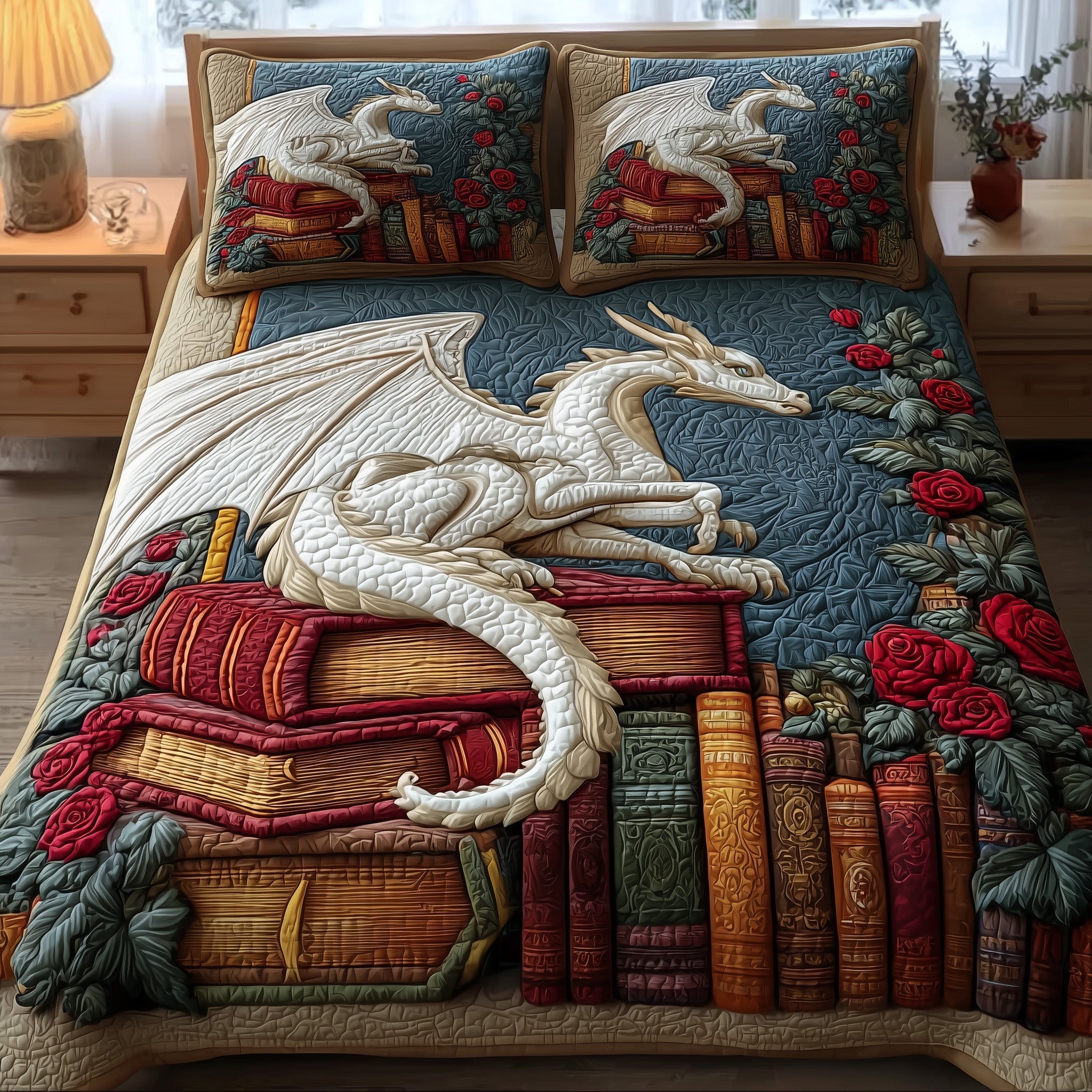 Dragon Quilted Bedding Set Dragon Home Bright Gift For Dragon Friends - Tradiviet