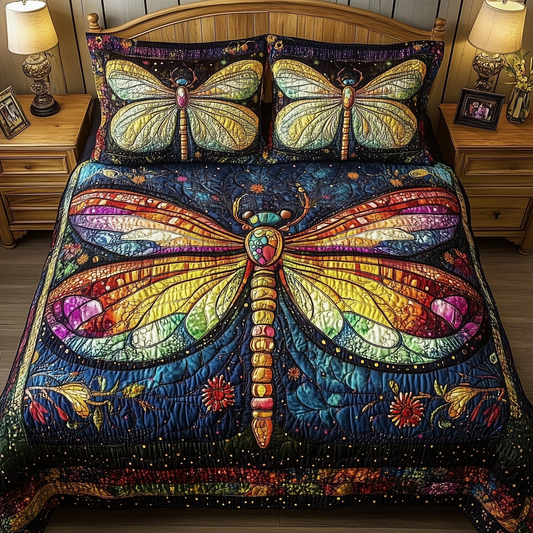 Dragonfly Dream Quilted Bedding Set Dragonfly Dream Aura Gift For Dragonfly Fans - Tradiviet
