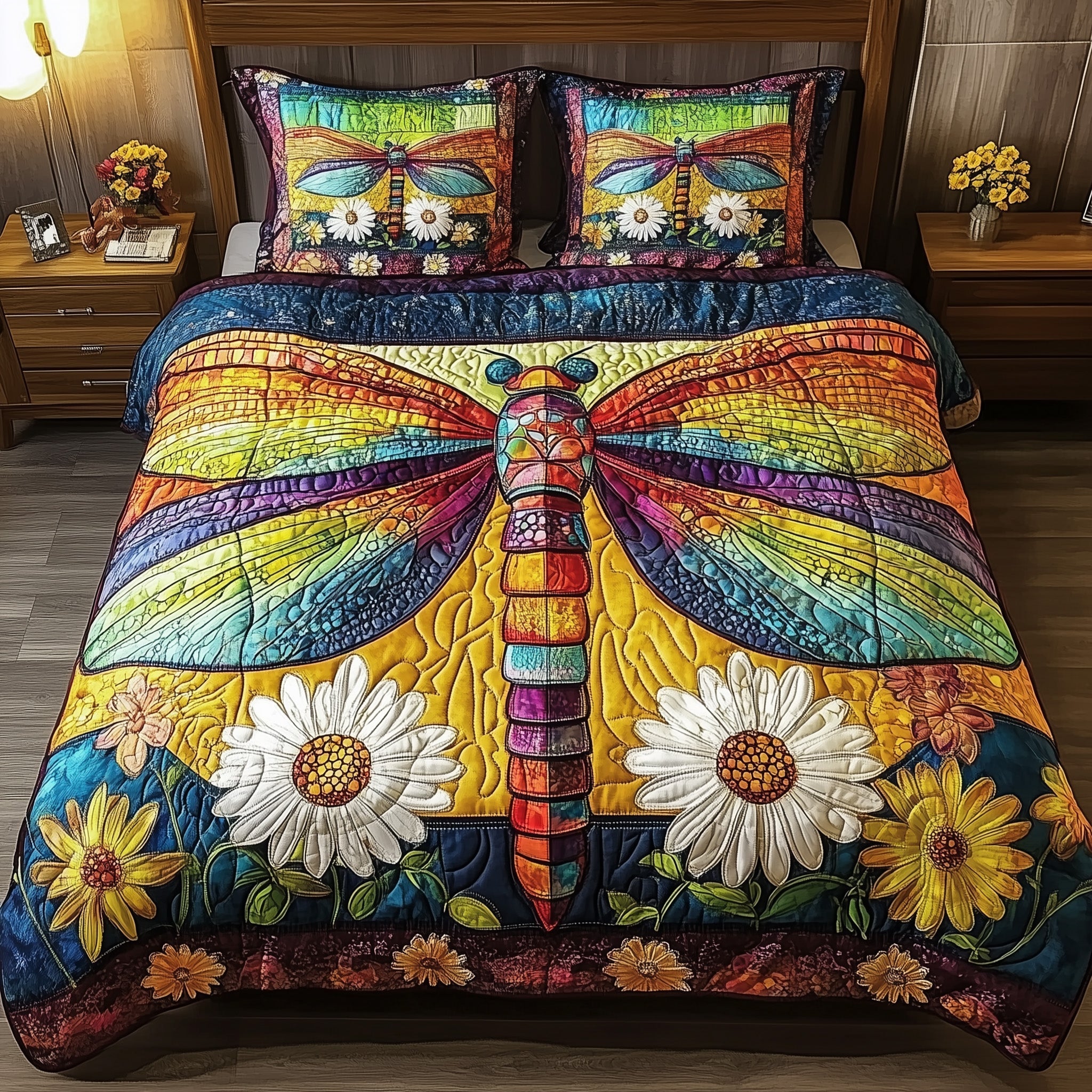 Dragonfly Dream Quilted Bedding Set Dragonfly Dream Bedroom Gift For Dragonfly Dream - Tradiviet