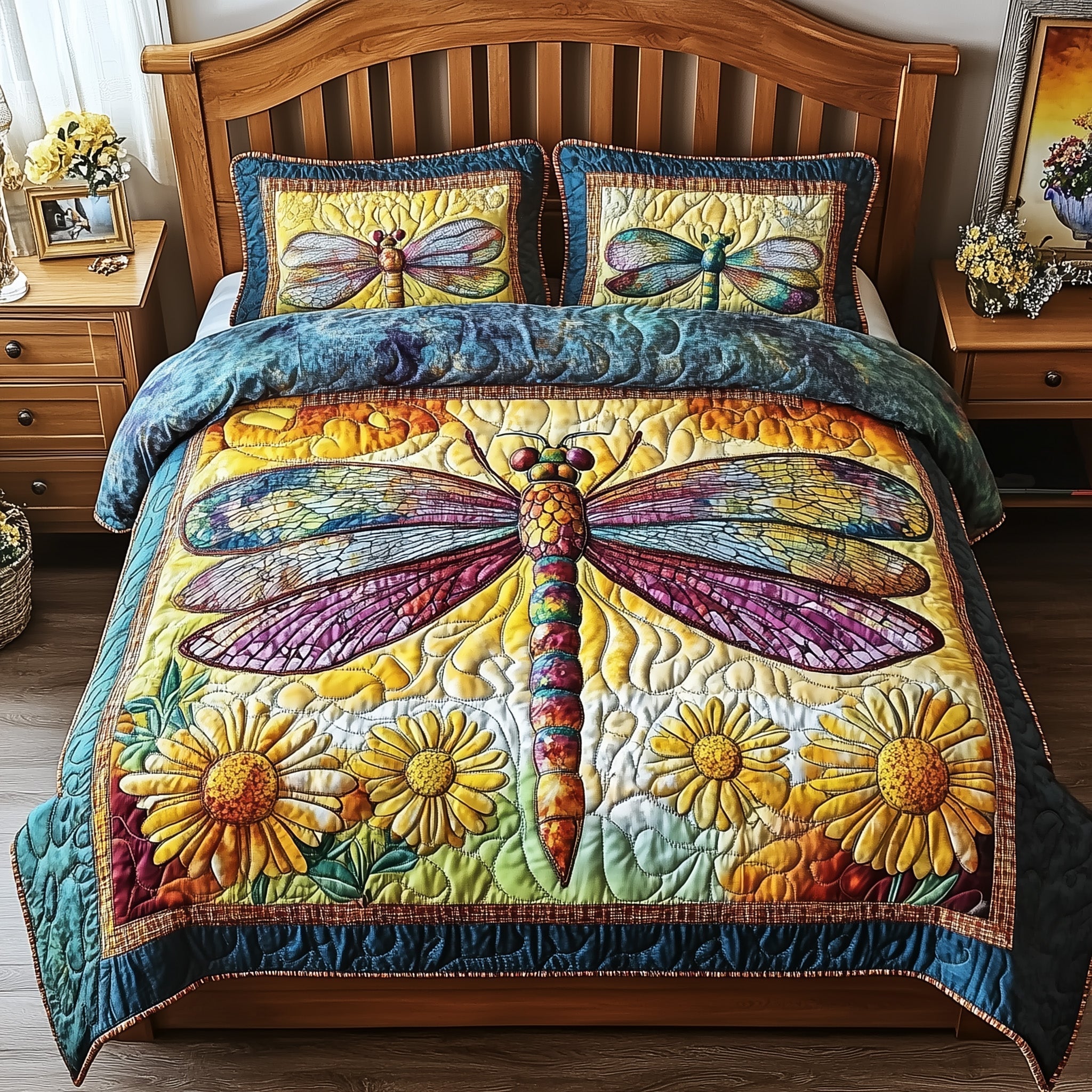 Dragonfly Dream Quilted Bedding Set Dragonfly Dream Honor Gift For Dragonfly Mom - Tradiviet